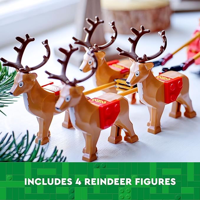 Santa&#x2019;s Sleigh Christmas Toy Building Set for Kids Ages 9-13, Comes with a Santa Figurine &#x26; Reindeer, Gift for Boys and Girls, Holiday Home Decor, 40499