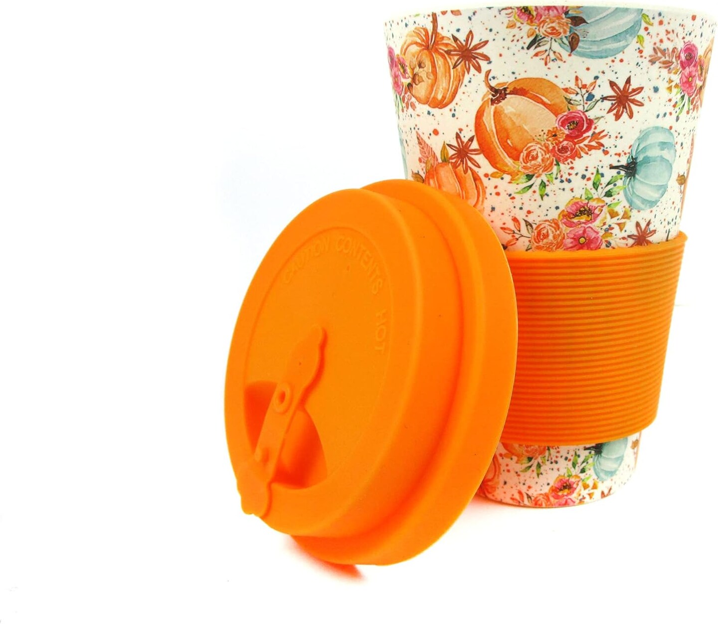 TINYMILLS Pumpkin Fall Harvest Travel Mug - 14 oz Eco-Friendly Reusable Plant Fiber Travel Mug