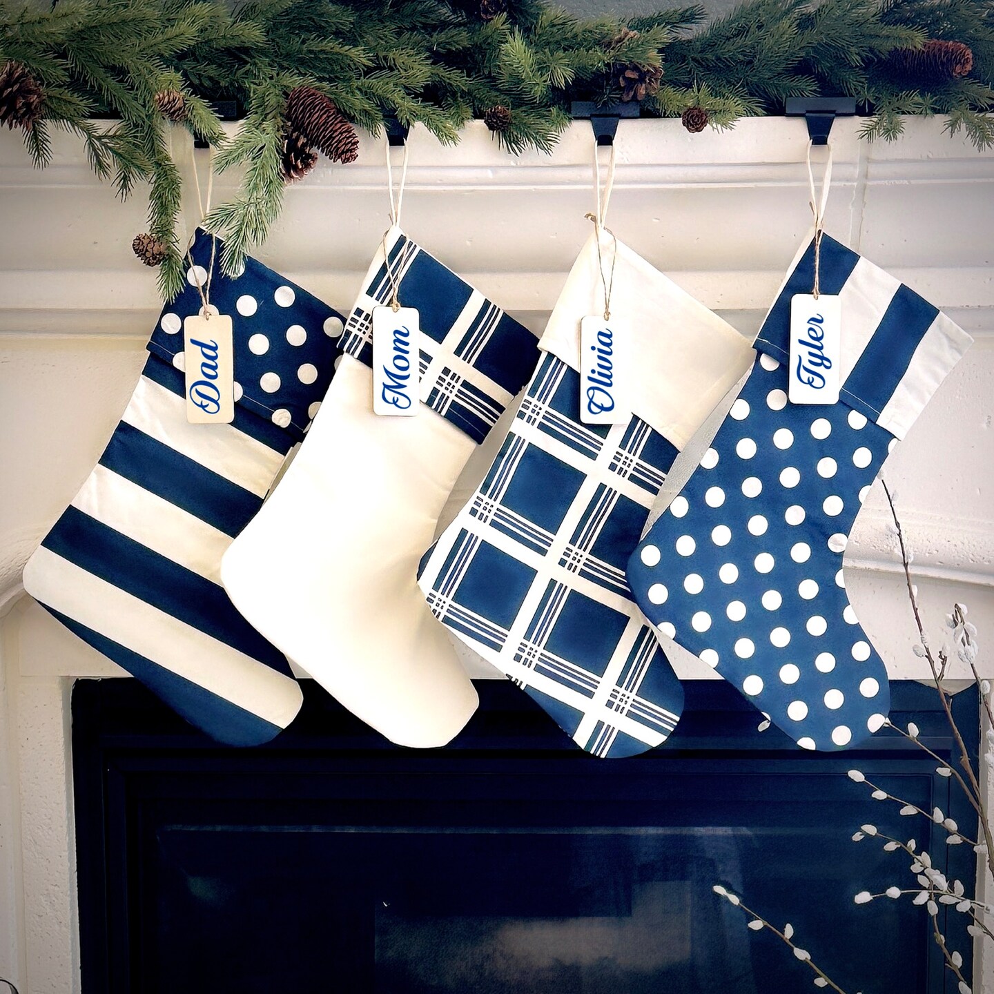 Blue Personalized Christmas Stockings, Custom, Polka dot Christmas Stocking,  Striped, Plaid Christmas Stocking, Hanukkah, Gifts, Holiday | MakerPlace by  Michaels