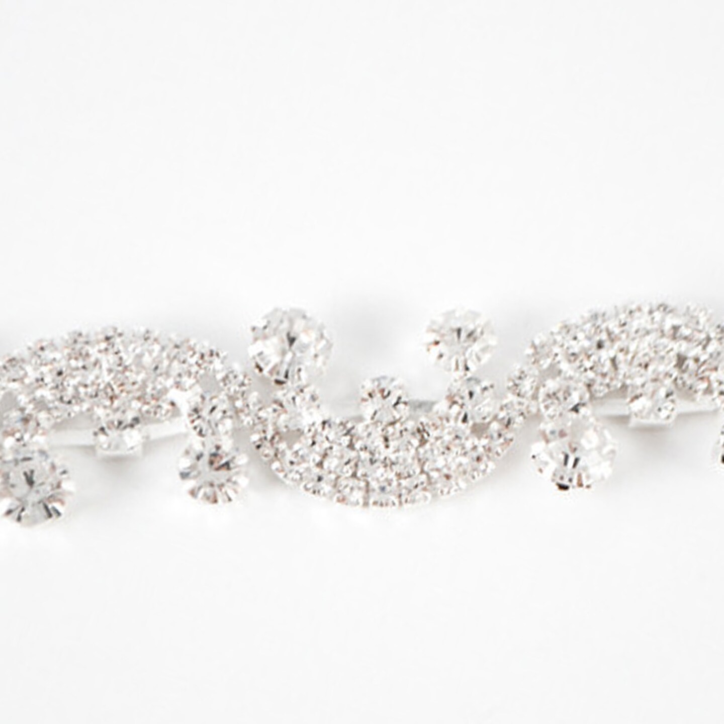 5/8&#x22; Clear Crystal Rhinestone Trim 1 Yard Silver Chain Trim