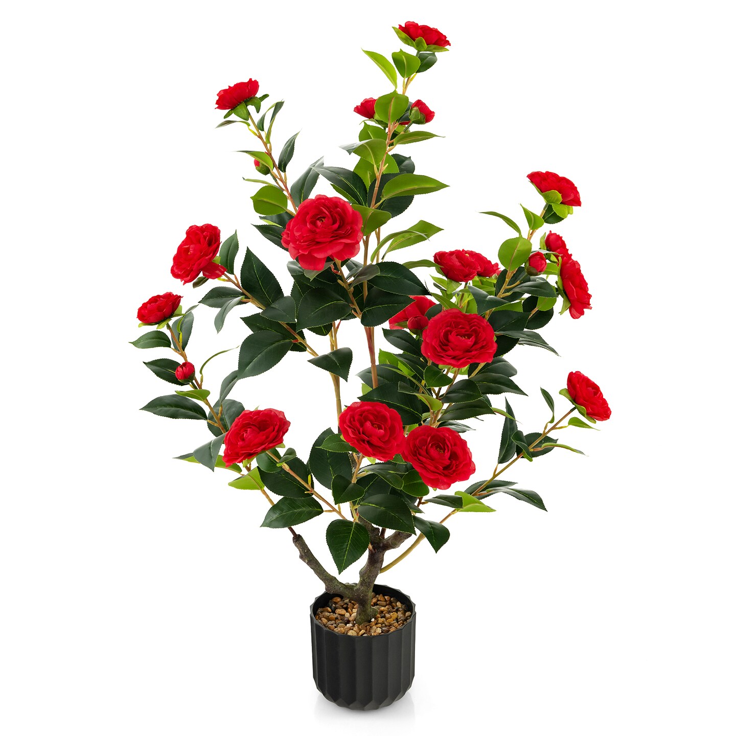 Faux Camellia Flower Tree 38 Inch Decorative Indoor Plant Pot