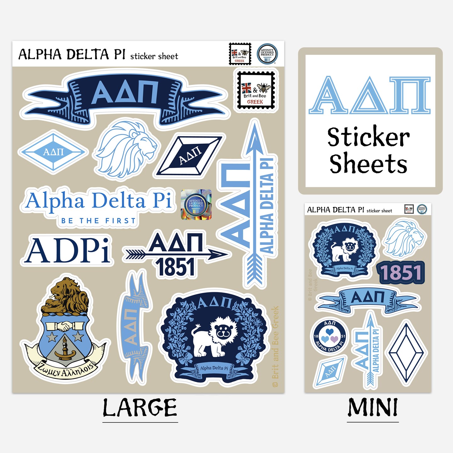 Alpha Delta Pi Sticker Sheets | Top Quality Vinyl | Choice of Sheet Sizes | Large or Mini | Durable and Weatherproof - image11