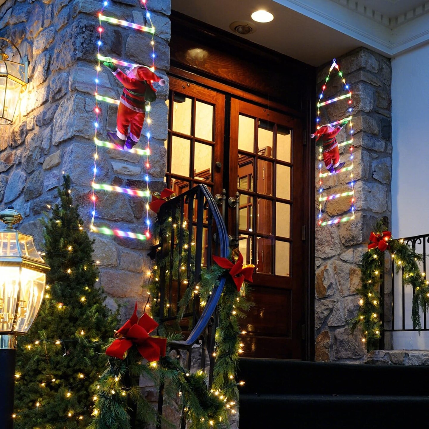 LED Christmas Light - Christmas Decorative Ladder Lights with Santa Claus, Christmas Decorations Lights for Indoor Outdoor, Window, Garden, Home, Wall, Xmas Tree Decor (2.5FT, Multicolor)