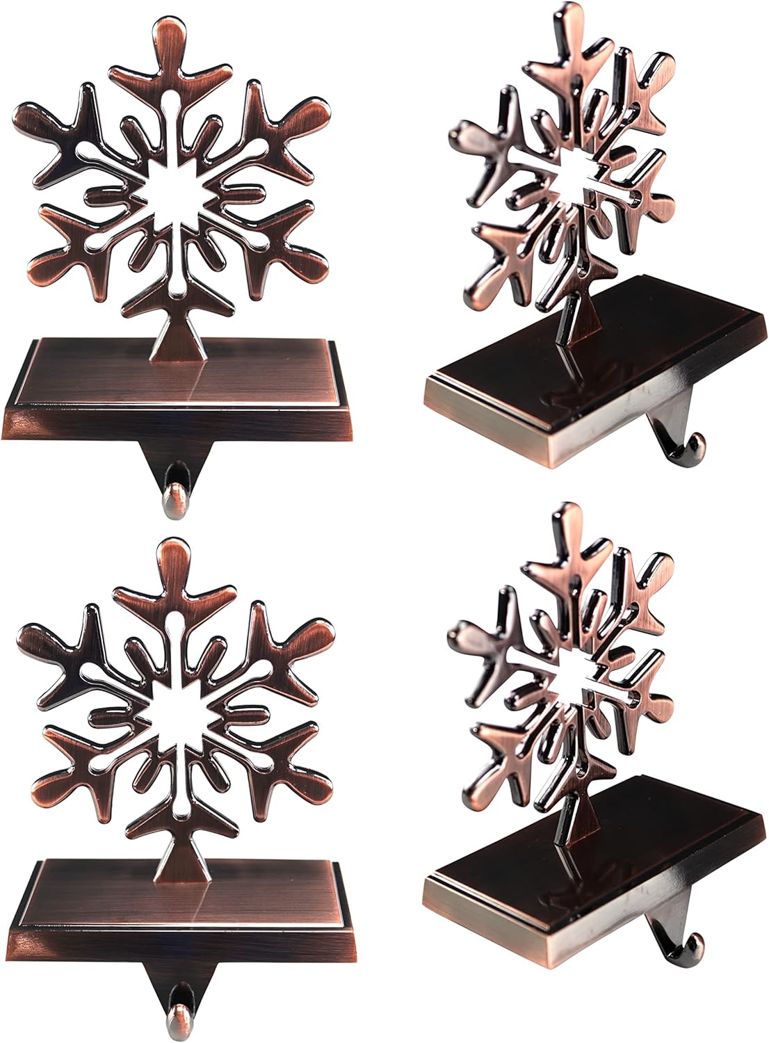 Snowflake Stocking Hanger Holder, Oil-Rubbed Bronze, 4-Pack