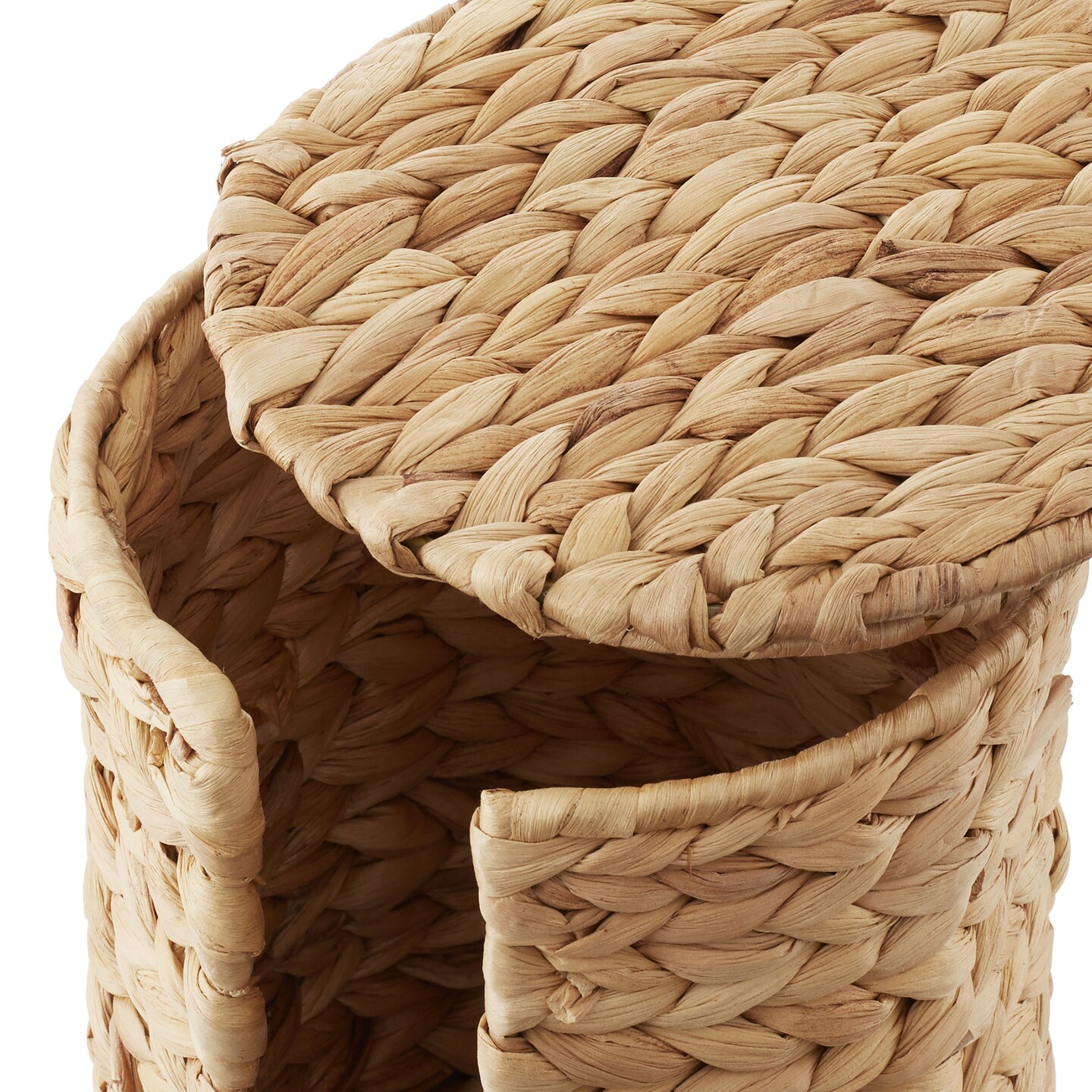 Casafield Free Standing Toilet Paper Storage Roll Holder with Lid, Fits 3 Rolls, Water Hyacinth Bath Tissue Organizer for Bathroom