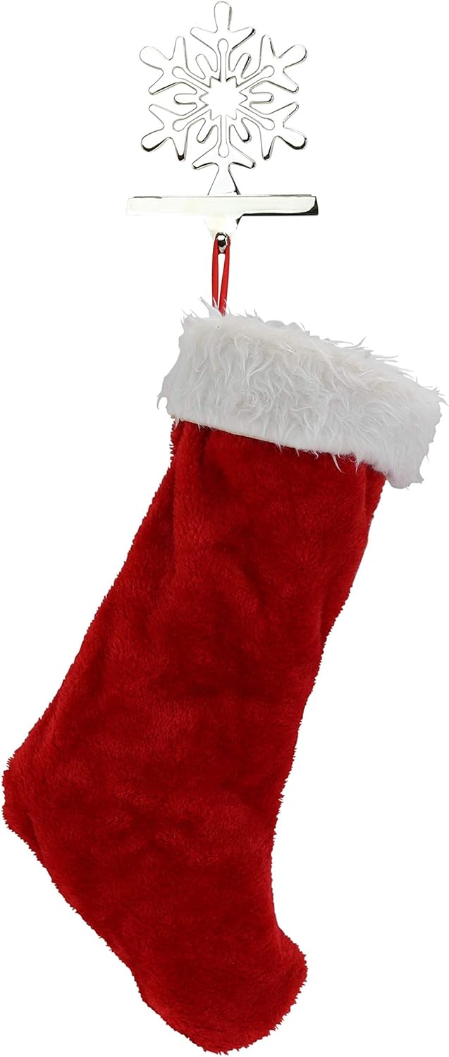 The Original Snowflake Stocking Hanger Holder, Chrome, 4-Pack