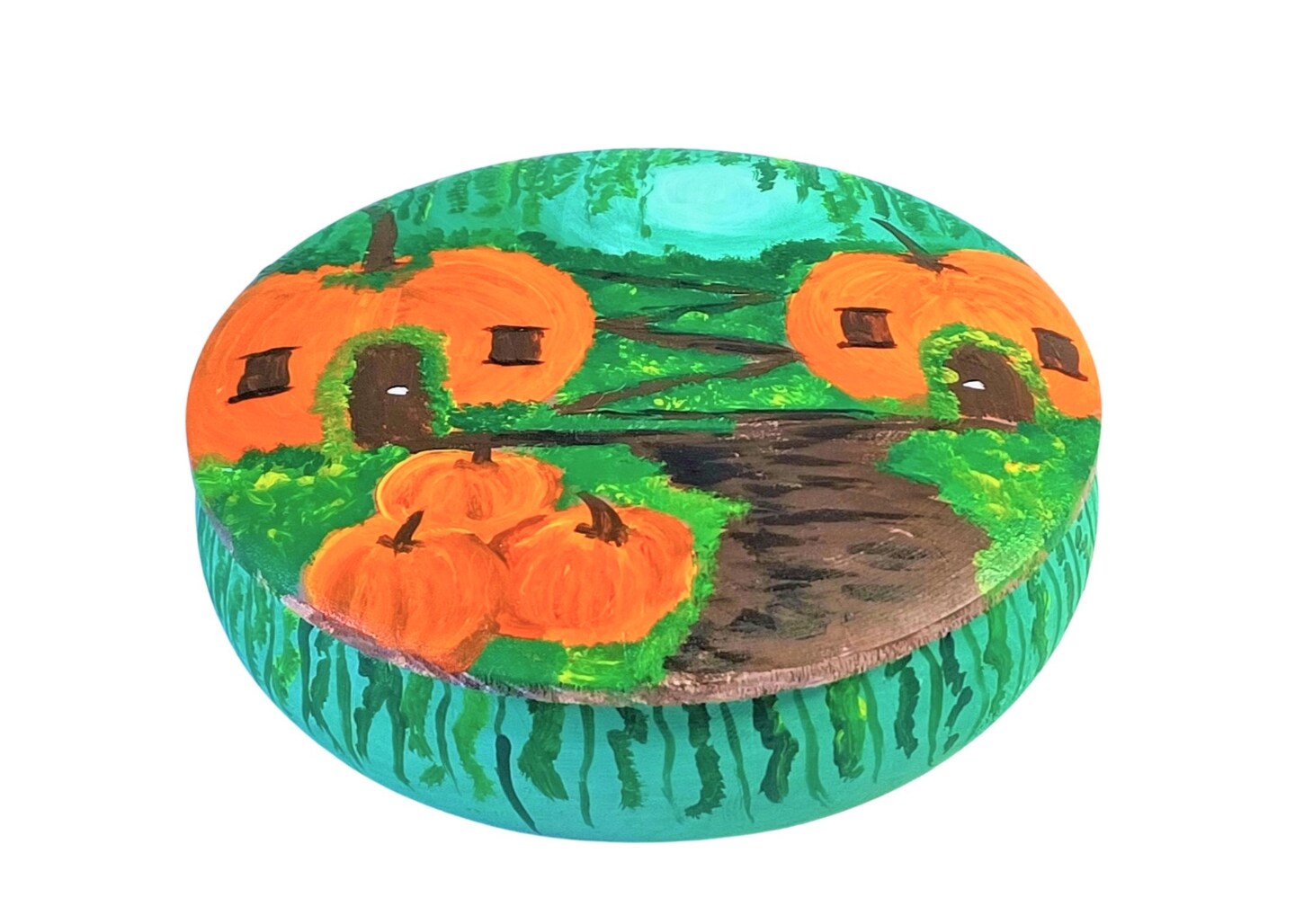 Fall Paint Kit - Mystical Pumpkin Village Tabletop Trinket Box Painting Kit &#x26; Video Lesson, Fall DIY, Beginner Painting, Paint At Home