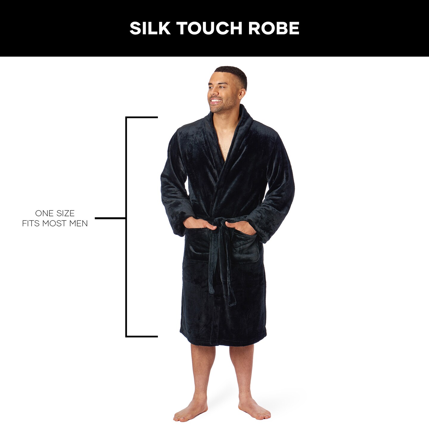 Northwest Silk Touch L/XL Bath Robe Jet Black 26&#xD7;47 Inches