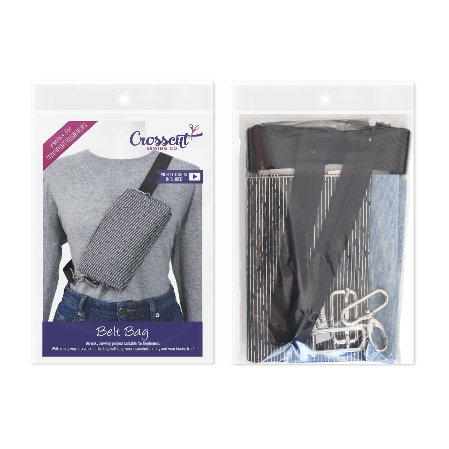 Crosscut Sewing Co.&#xAE; Belt Bag Sewing Project Kit - Beginner Friendly DIY Sewing Kit