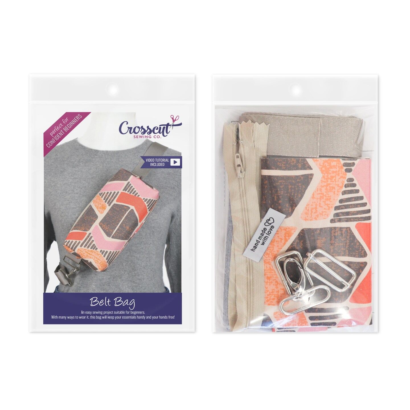 Crosscut Sewing Co.® Belt Bag Sewing Project Kit - Beginner Friendly DIY Sewing Kit