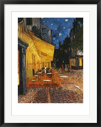 Framed Art Terrasse de Cafe la Nuit by Vincent van Gogh - Iconic Night Cafe 31.5 x 23.5