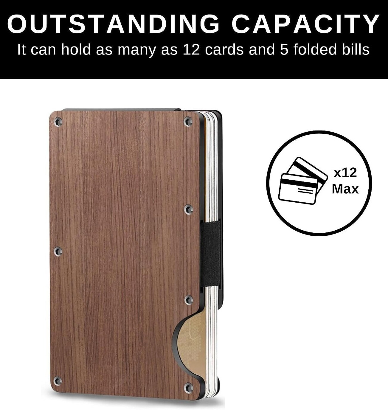 Mens Wallet -Personalized Minimalist Slim Wallet for Men - Wood Wallets for Men RFID Blocking - Credit Card Holder with Aluminum Money Clip product 5