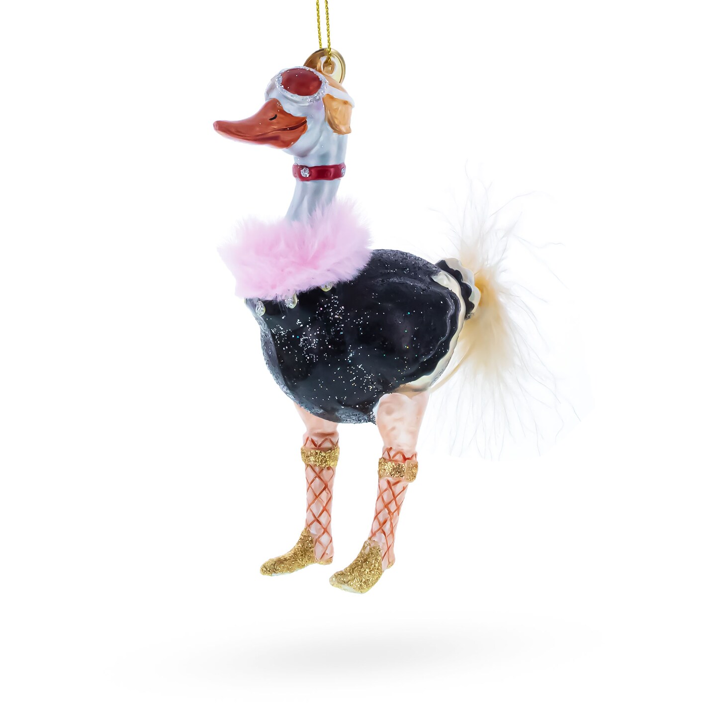 Chic Ostrich Blown Glass Christmas Ornament
