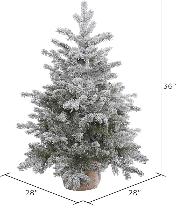 3FT burlap Snow Flock table top tree