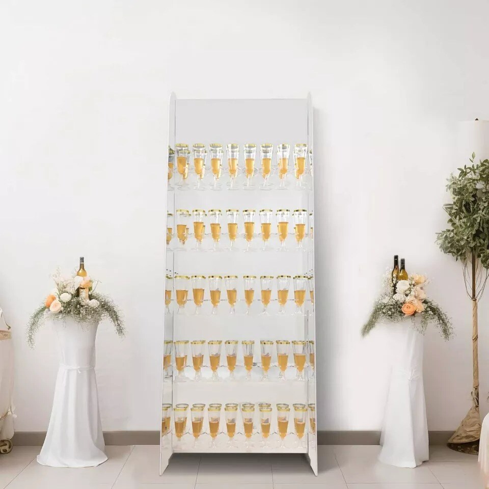 Silver 5 ft Foam 5-Tier Wine Glass Rack Champagne Flute Holder Stand Party