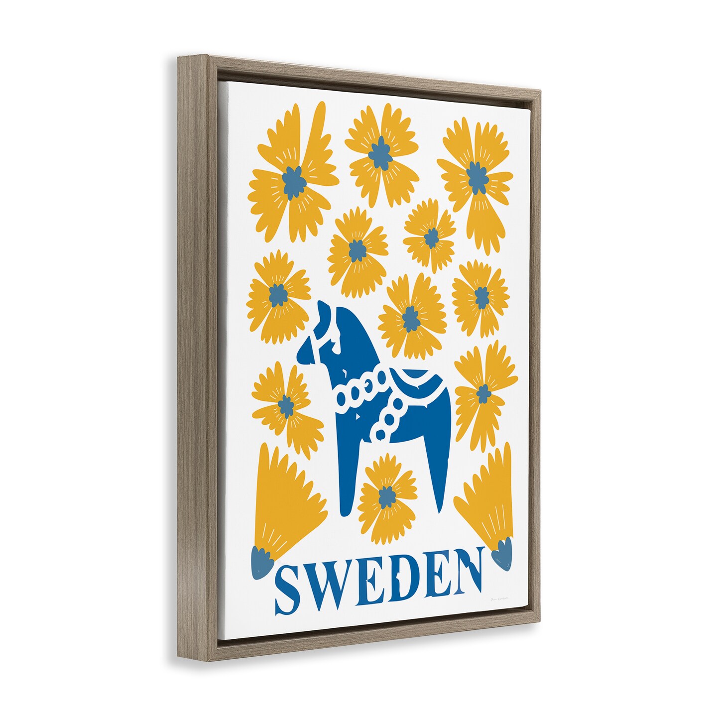 Stupell Industries Swedish Folk Flowers Floating Frame, design by Omar Escalante