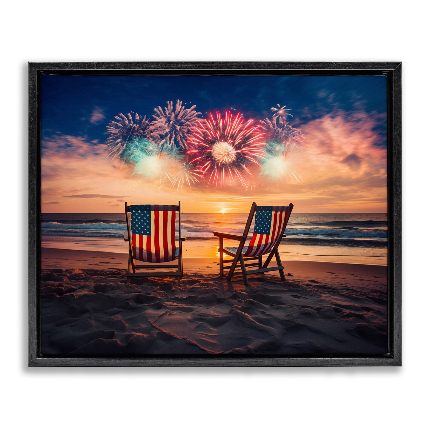 Stupell Industries Summer Fireworks at Beach Floating Frame Design by ...