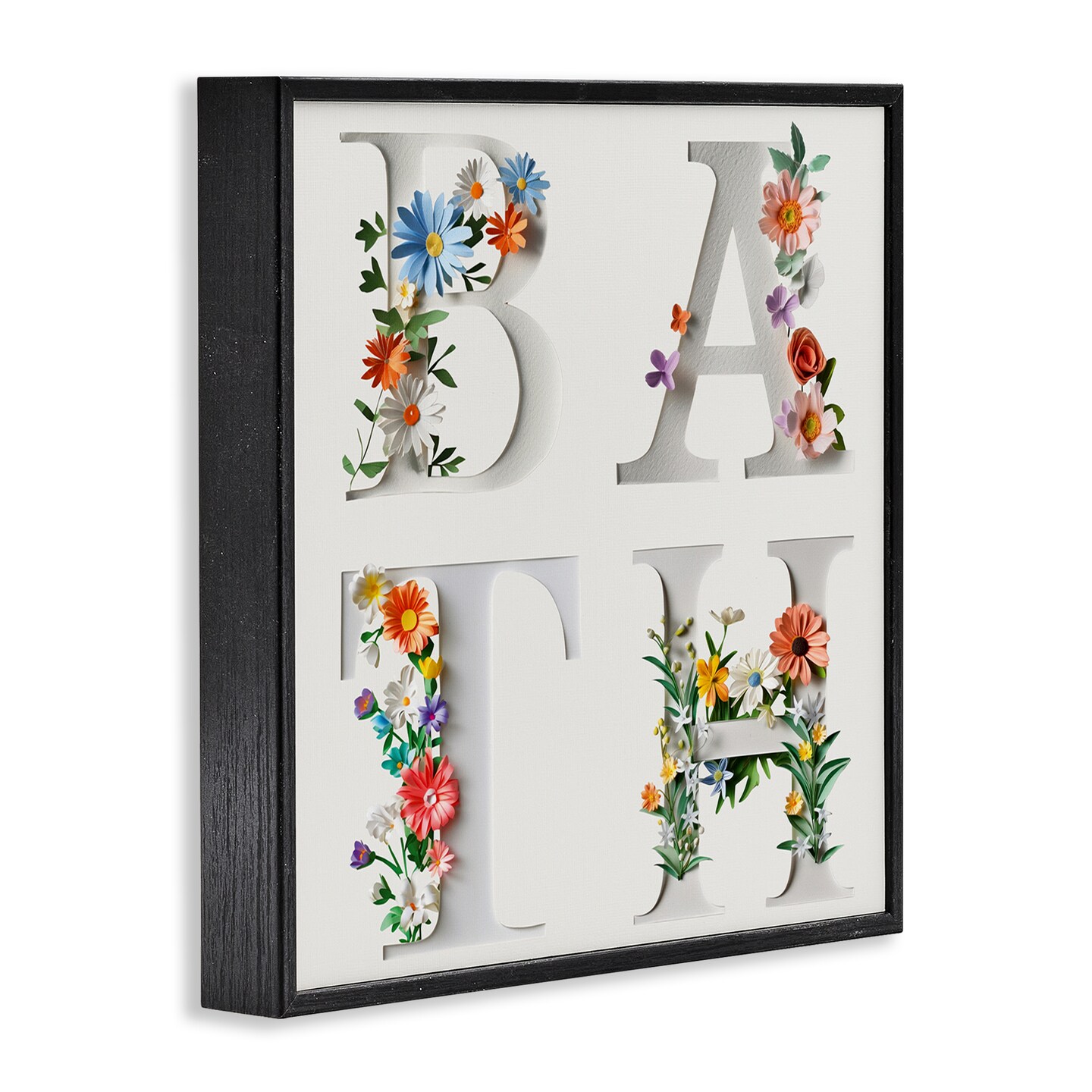 Stupell Industries Floral Bath Typography Framed Giclee Design by Susan Arnot