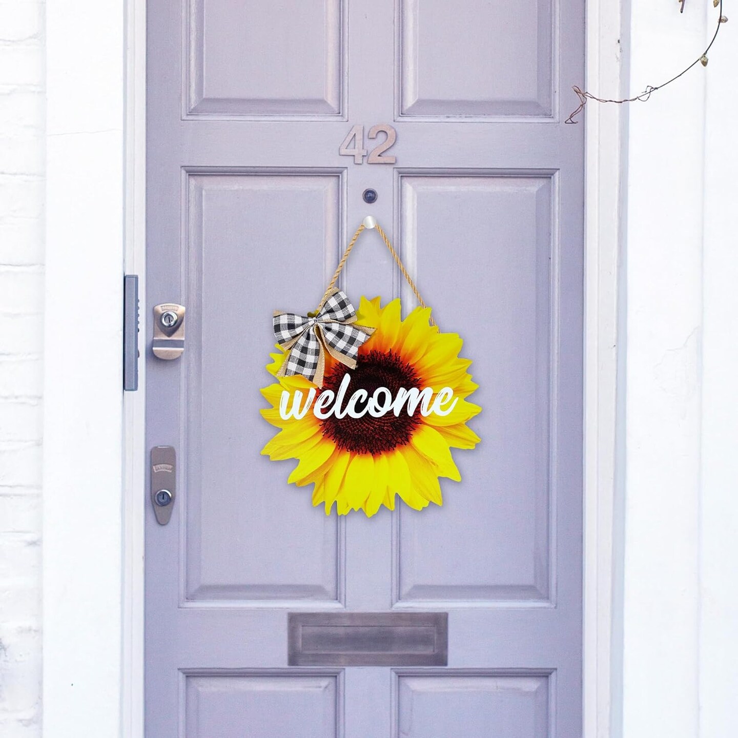 Sunflower Door Sign Summer Welcome Wreaths For Front Door Decoration 12 Inch Wood Hanging Farmhouse Porch Wall Decor Indoor Outdoor