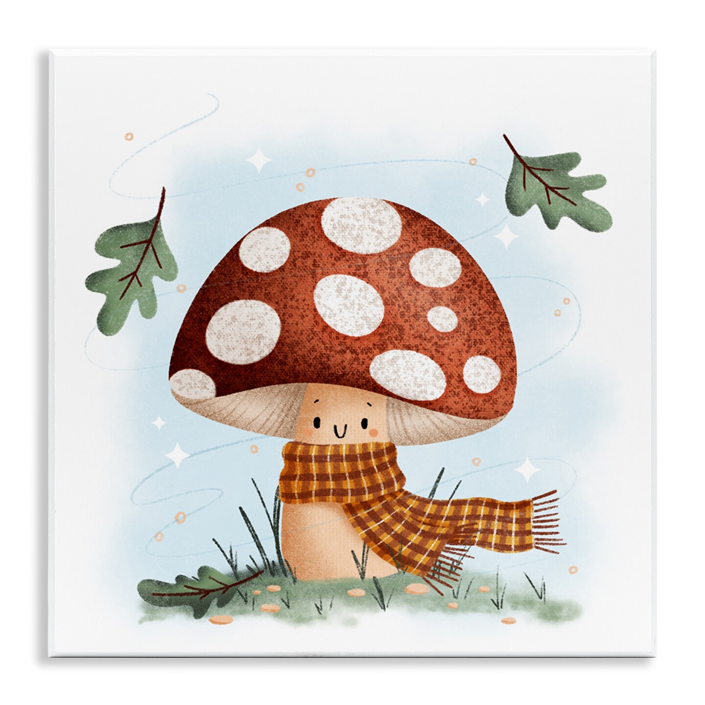 Stupell Industries Happy Mushroom in Scarf Wall Plaque Design by Sarah Hickman