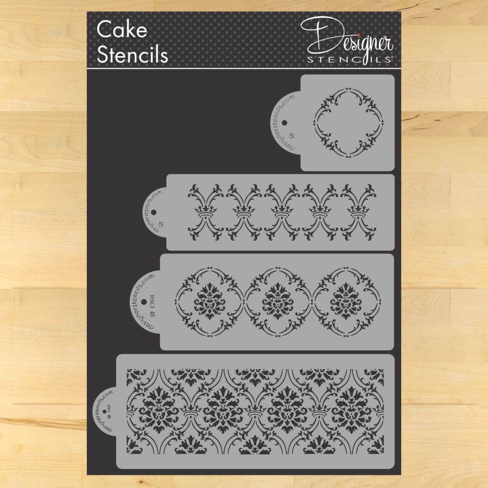 Designer Stencils Chantilly Lace 1 Cake Side Foodgrade Stencil, 3.8 X