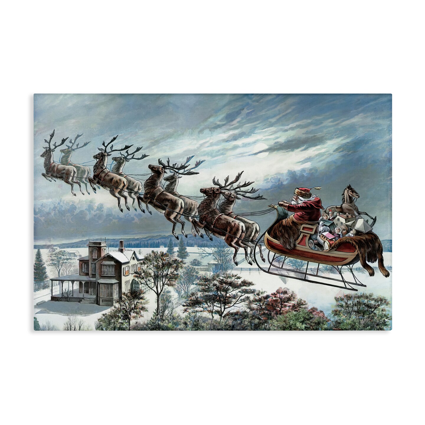 Stupell Industries Santa&#x27;s Sleigh over Town Canvas Design by Arlington Prints