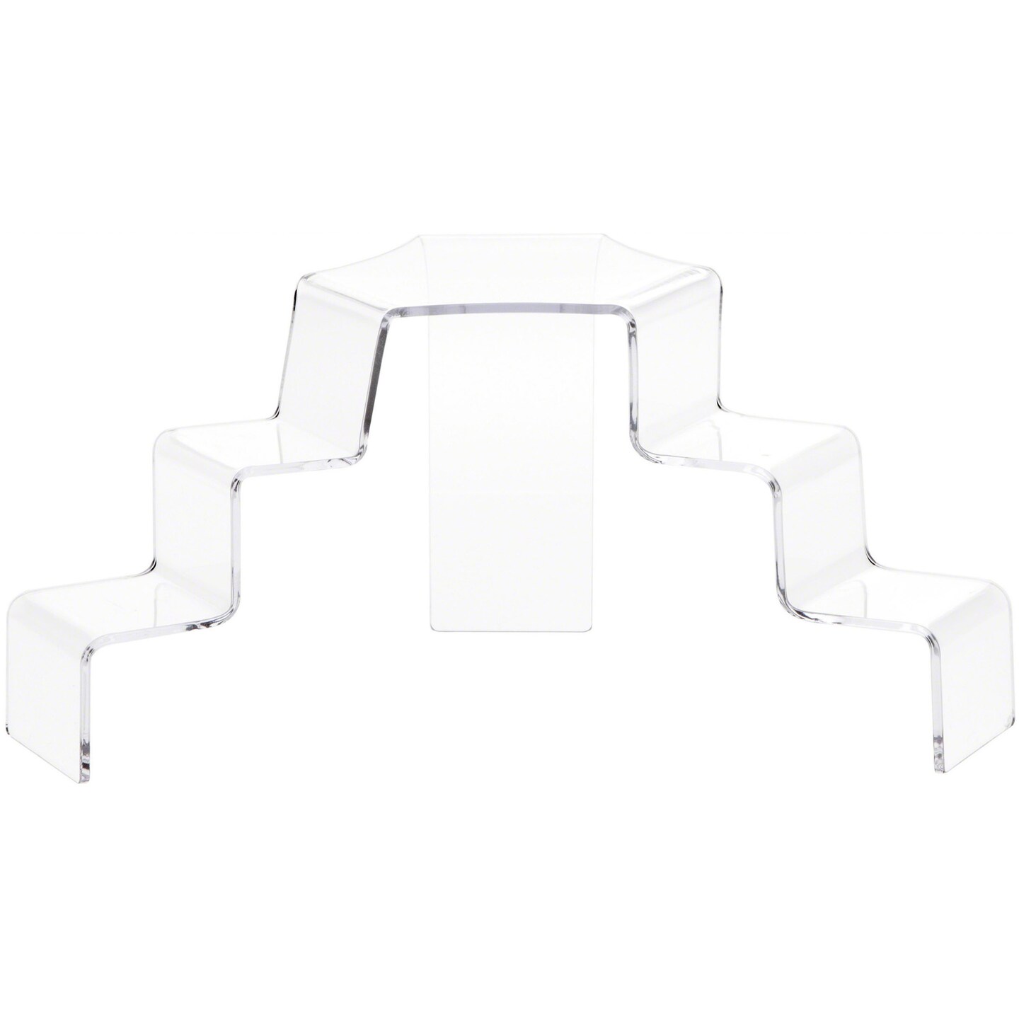 Plymor Clear Acrylic 3-Step, 2-Sided Stair Display Riser 5.25&#x22; H x 11.5&#x22; W x 6.5&#x22; D