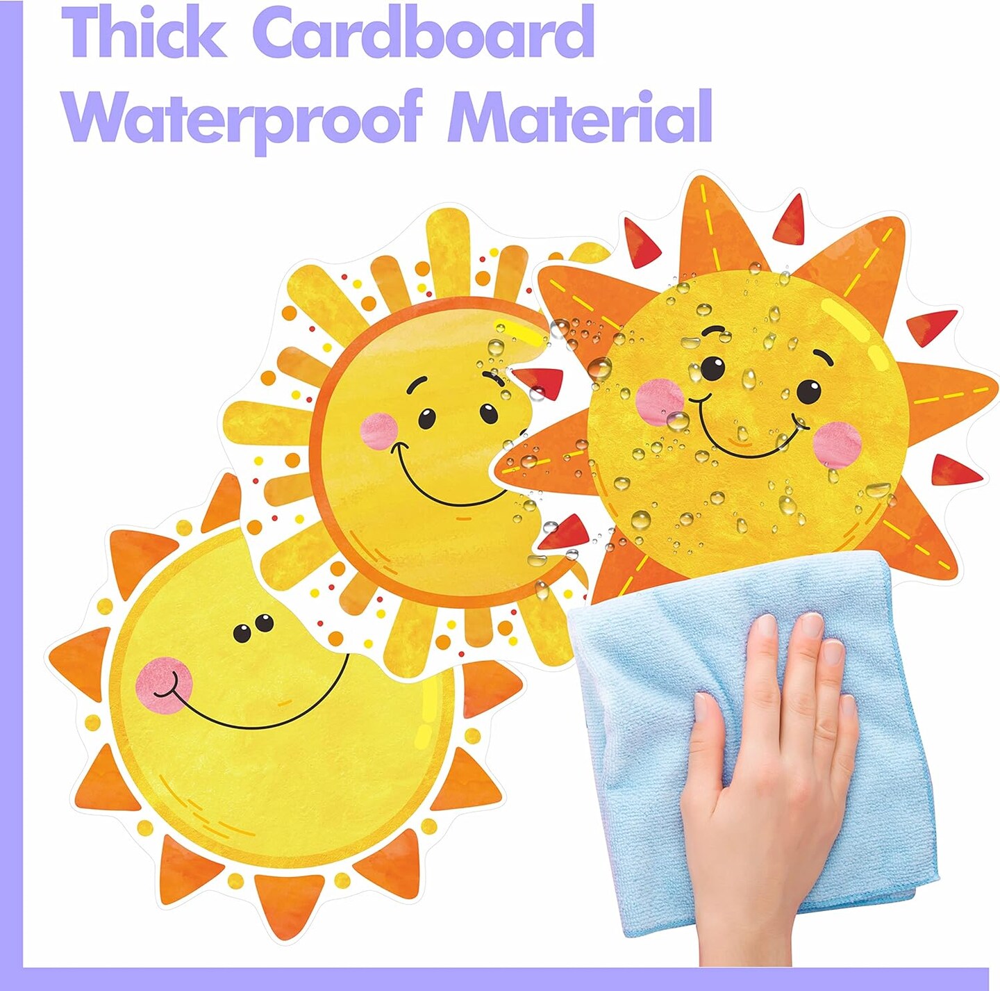 60 PCS Sun Cutouts, 10 Designs Bulletin Board Decoration Sun Cut-Outs DIY Crafts Project Summer