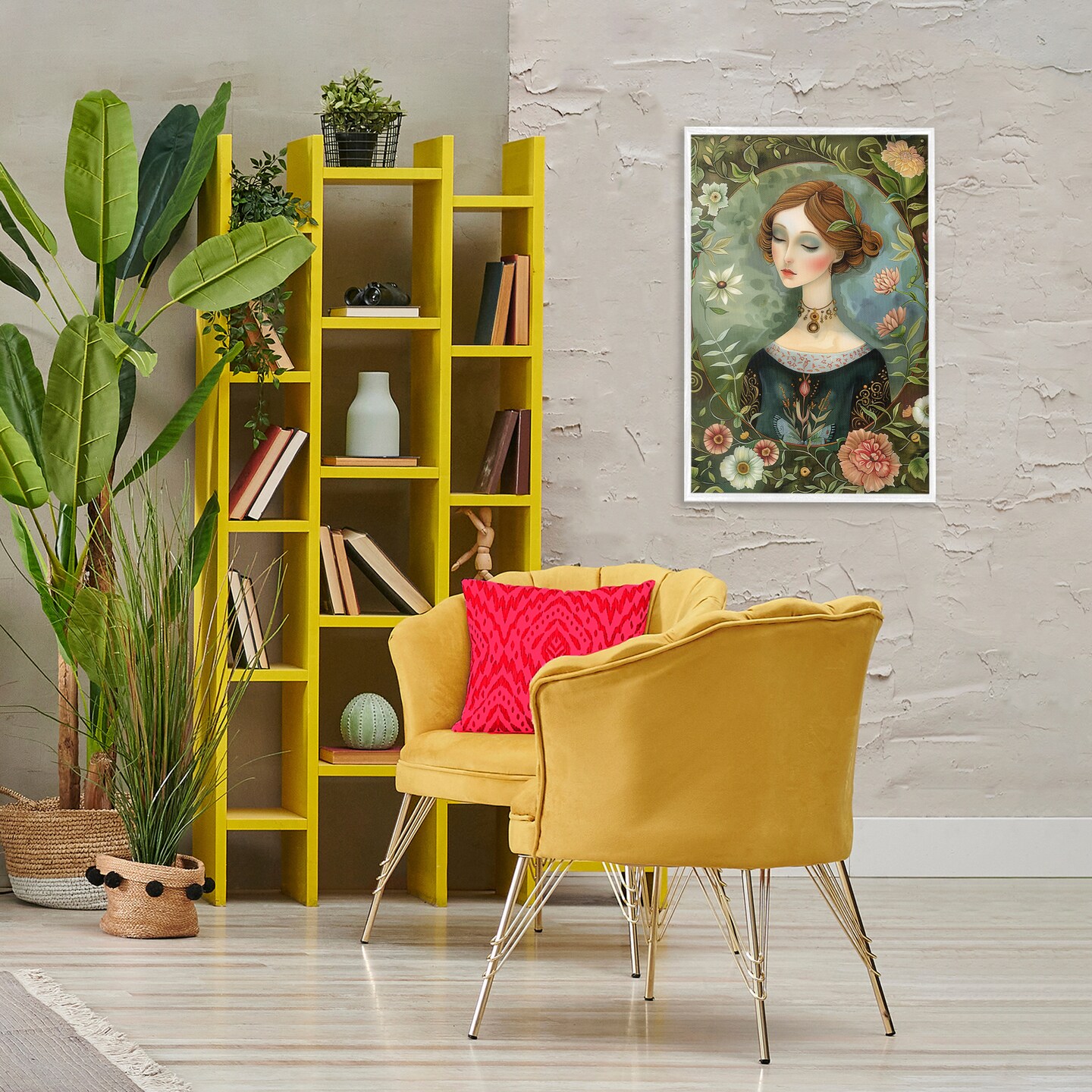 Stupell Industries Floral Edged Victorian Woman Framed Giclee Design by The Dutch Lady