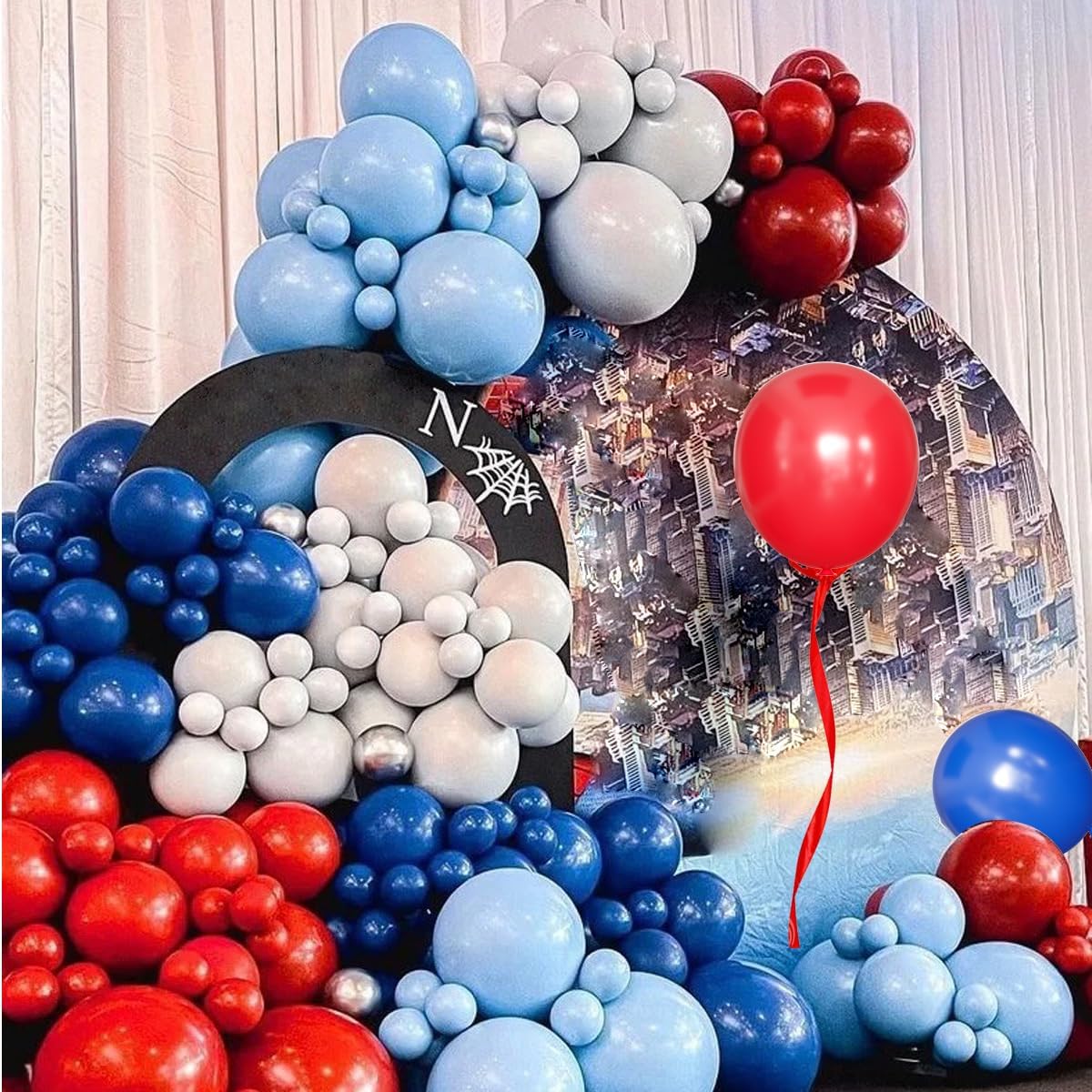 Blue Red White Balloons Arch Garland Kit, 147 Pcs Royal Blue Red White Confetti Blue Red Balloon for Graduation Birthday Party Decorations