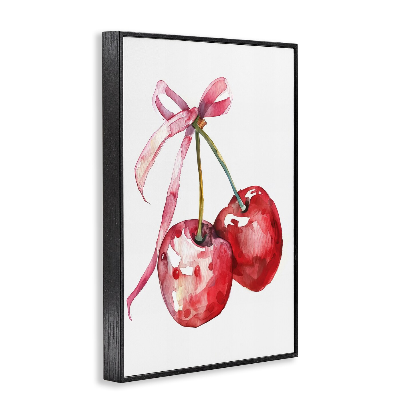 Stupell Industries Cherries Tied in Ribbon Framed Giclee Design by LSR Design Studio