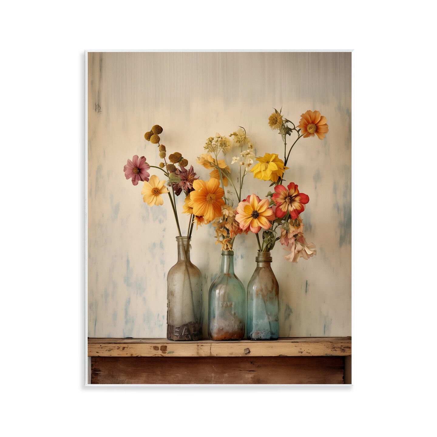 Stupell Industries Rustic Spring Flowers Shelf Wall Plaque Design by Arlington Prints