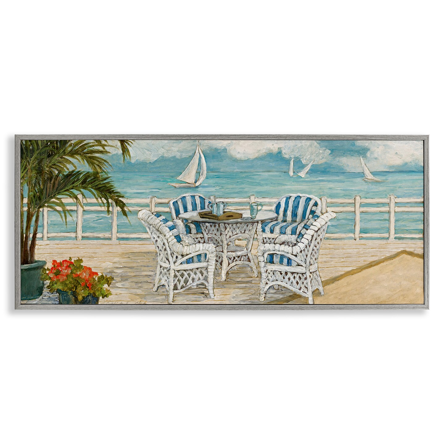 Stupell Industries Summer Beach View Deck Framed Giclee Design by ...
