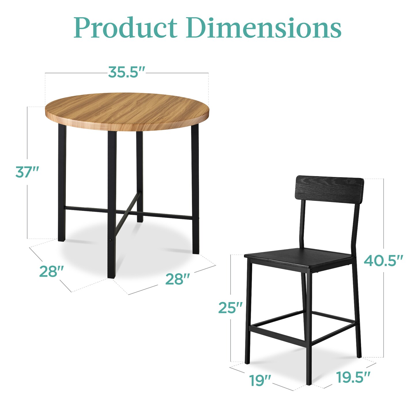 Best Choice Products 5-Piece Modern Round Counter Height Dining Set w/ 4 Chairs, 1.5in Thick Table