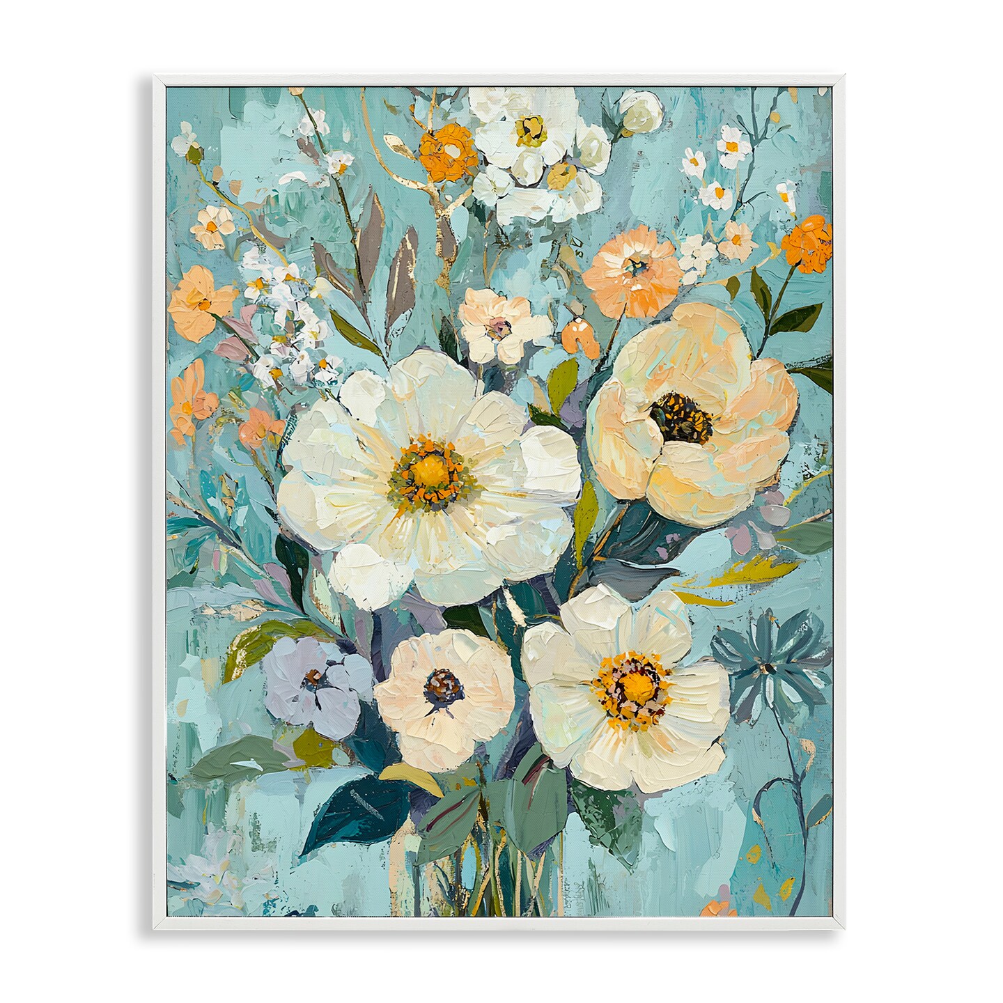 Stupell Industries Mixed Cream Flowers Arrangement Framed Giclee Design by Franklyn Gregory