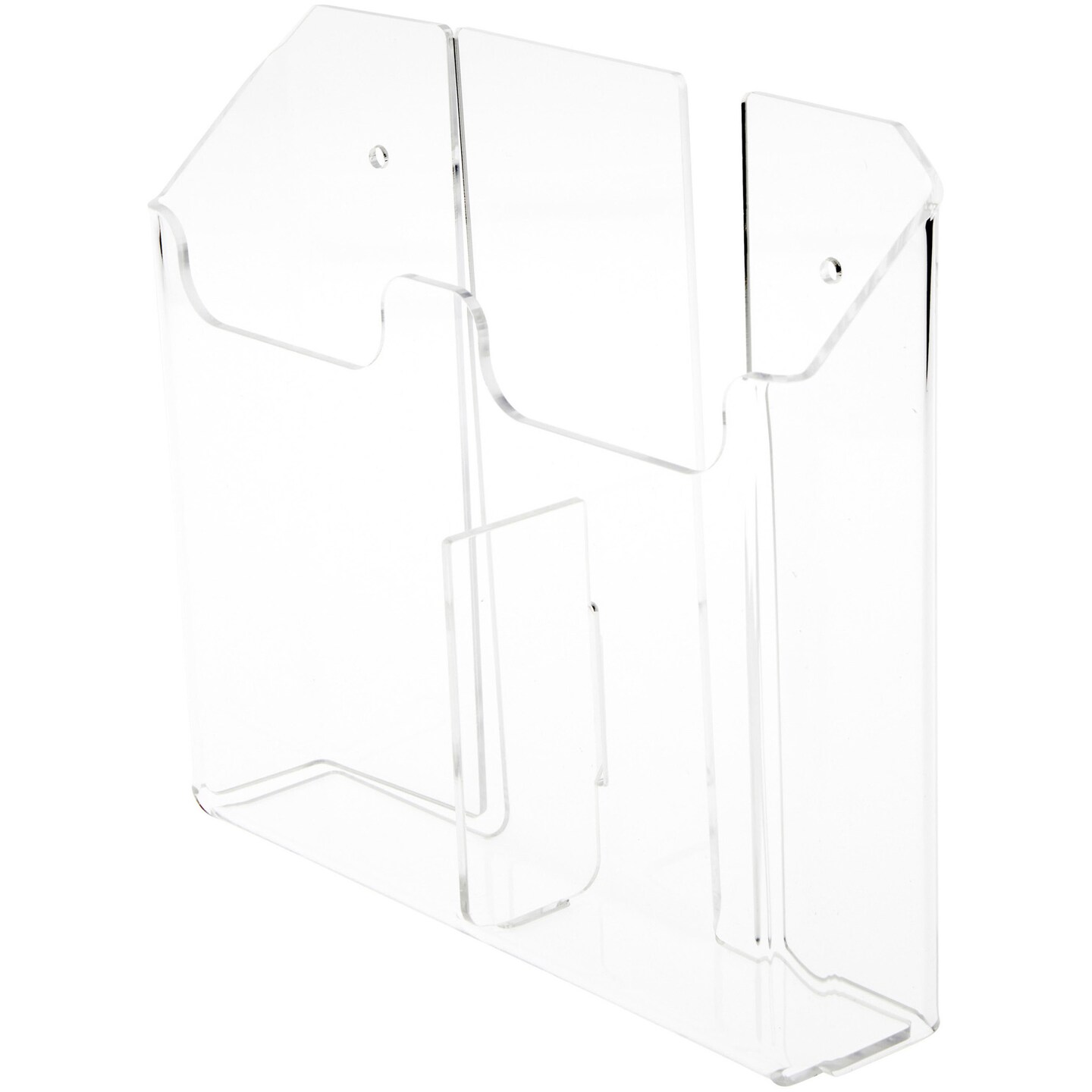 Plymor Clear Acrylic 2-Pocket Tri-Fold Brochure Literature Holder (Wall Mount), Fits Documents Up to 4" Wide