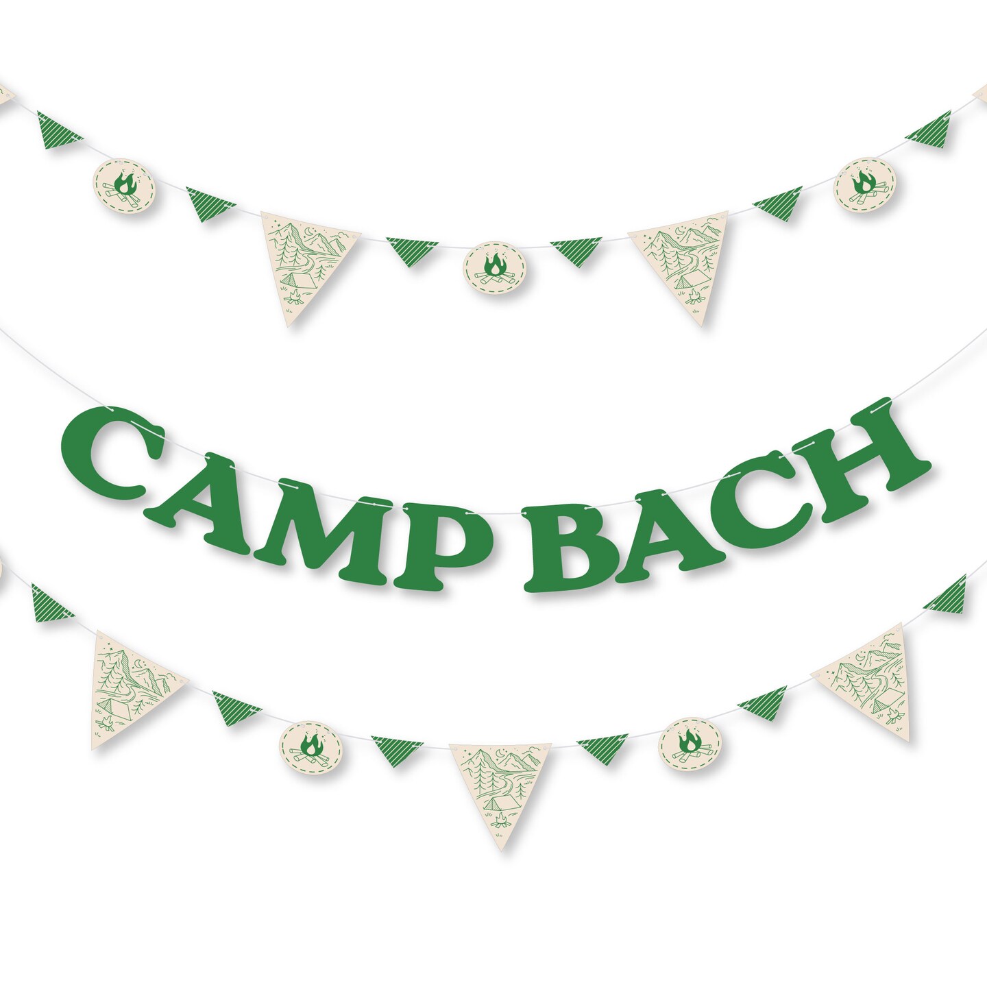 Big Dot of Happiness Camp Bachelorette Banner, Cabin Glamping Bachelorette Garland Banner Decor, 30 Feet Cording, 36 Pennants and Camp Bach Letters