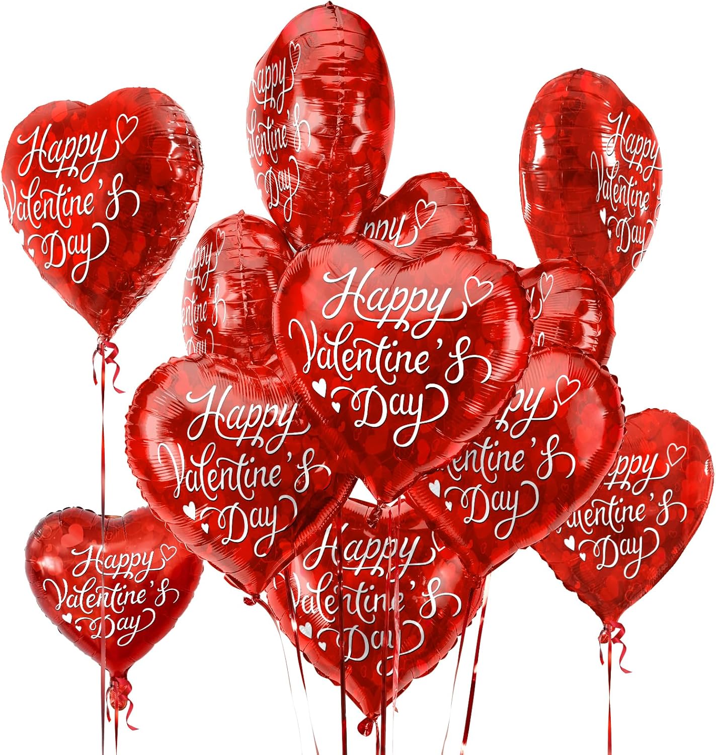 Valentine’s Day Balloon Party Pack – 30-Piece Red Heart Foil Balloons, 18-Inch “Happy Valentine’s Day” Romantic Decorations