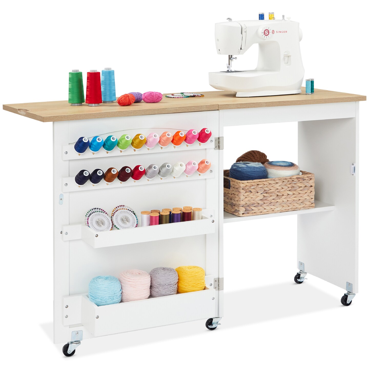 Best Choice Products Sewing Machine Table & Desk w/ Craft Storage and Trays
