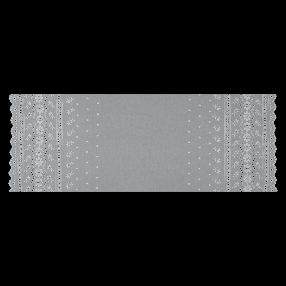 1 Yard White Bordered Embroidered Cotton Eyelet Fabric 56 inch Width