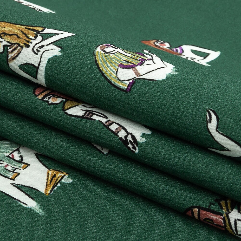1 Yard Forest Green Realm of Anubis Stretch Brushed Cotton Twill Fabric