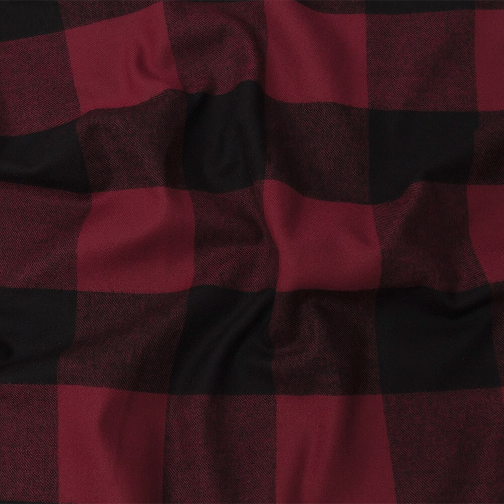 &#x22;1 Yard Buffalo Check Cotton Flannel Black and Red Seco Collection &#x22;