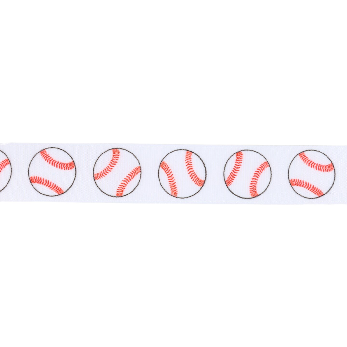 LaRibbons 1" Printed Grosgrain Ribbon | Baseballs on White | 25 Yard Roll