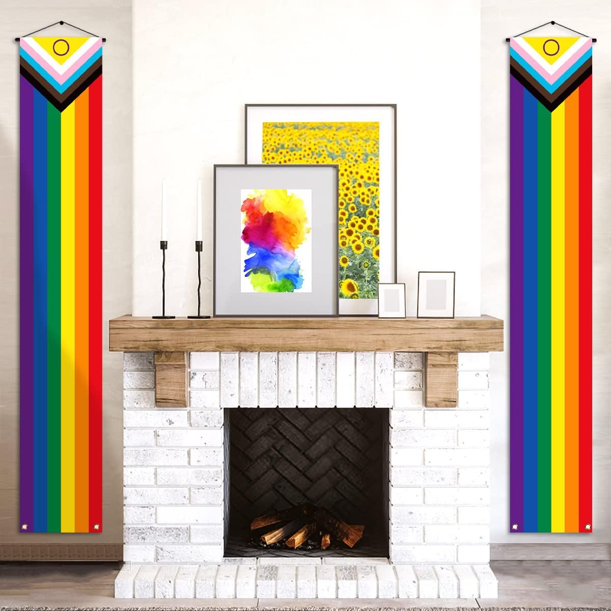 Intersex Progress Pride Porch Banner June Pride Month LGBTQ+ Rainbow Party Front Door Wall Indoor Outdoor Hanging Decoration