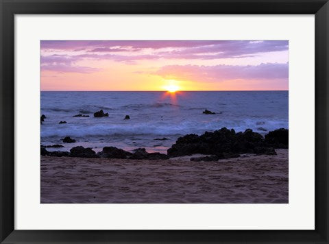 Framed Art Keawakapu Beach Sunset Long Exposure Wall Decor 18x24 Artwork