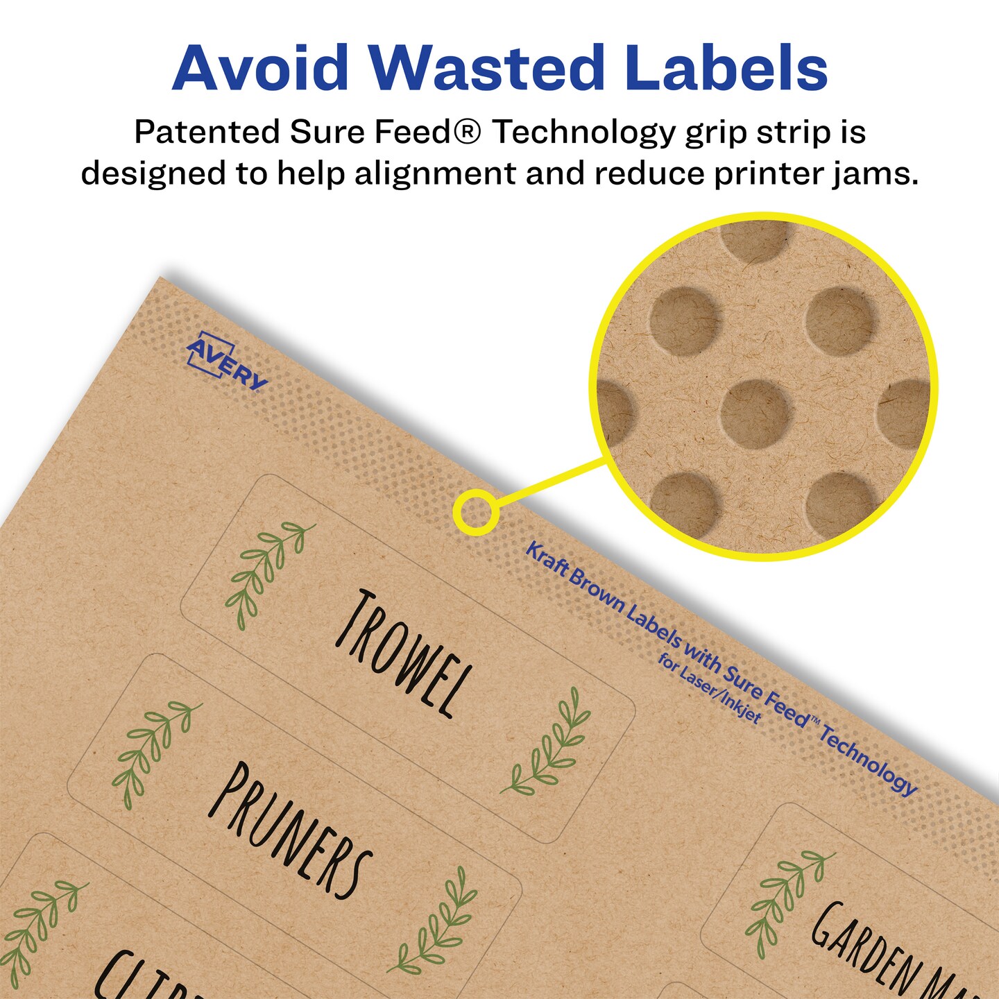 Avery Kraft Brown Rectangle Labels with Sure Feed, 2/3" x 3-7/16"