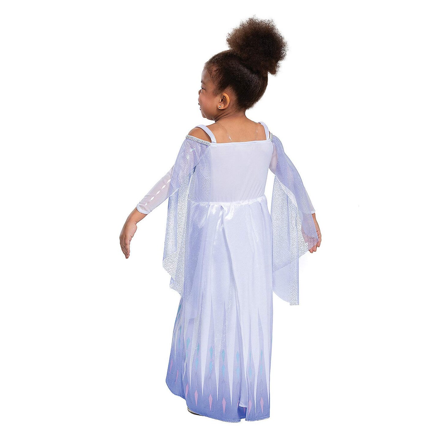 Kid’s Elsa Snow Queen Adaptive Costume with Sparkly Sleeves and Easy Access Design