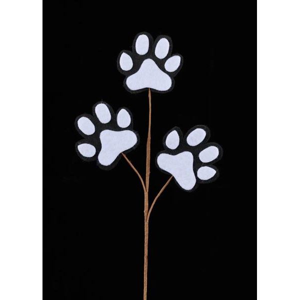 13.5&#x22; Felt Paw Print Spray: Black/White