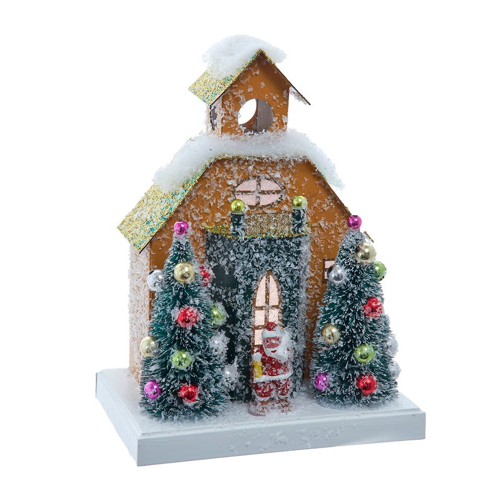 Kurt Adler 8.75-Inch Battery Operated LED Lighted Gold Paper House Table Piece