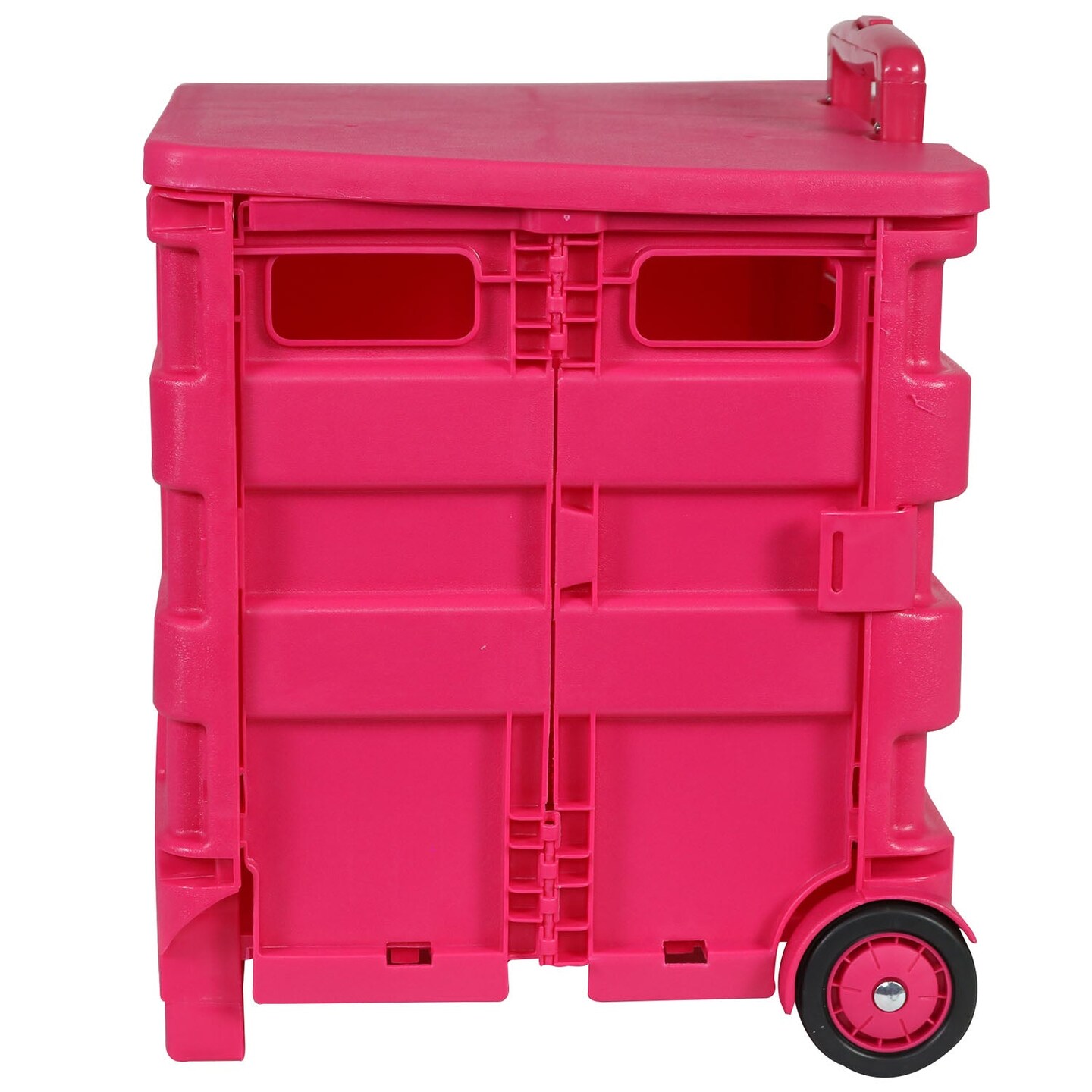 Collapsible Rolling Craft Cart with Lid &#x2013; Pink